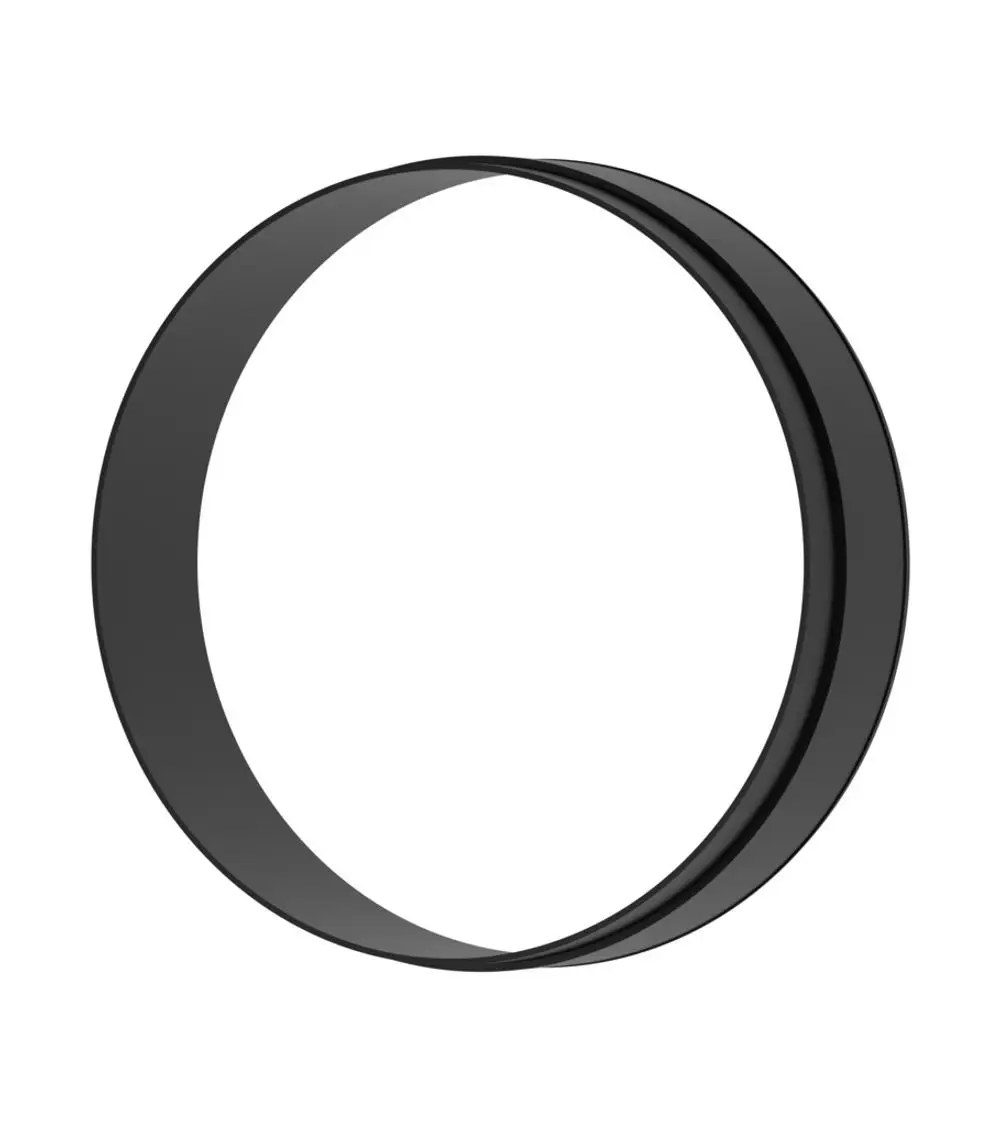 Schwarze zylindrische Verlängerungskomponente von Hansgrohe, dargestellt in einem minimalistischen Design mit zwei zusammenlaufenden Ringen.